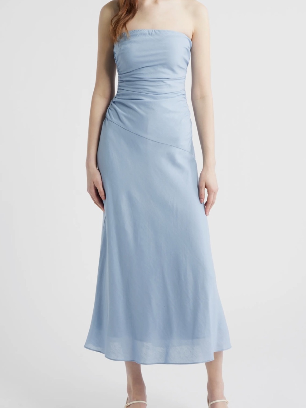 Strapless Powder Blue Midi Dress